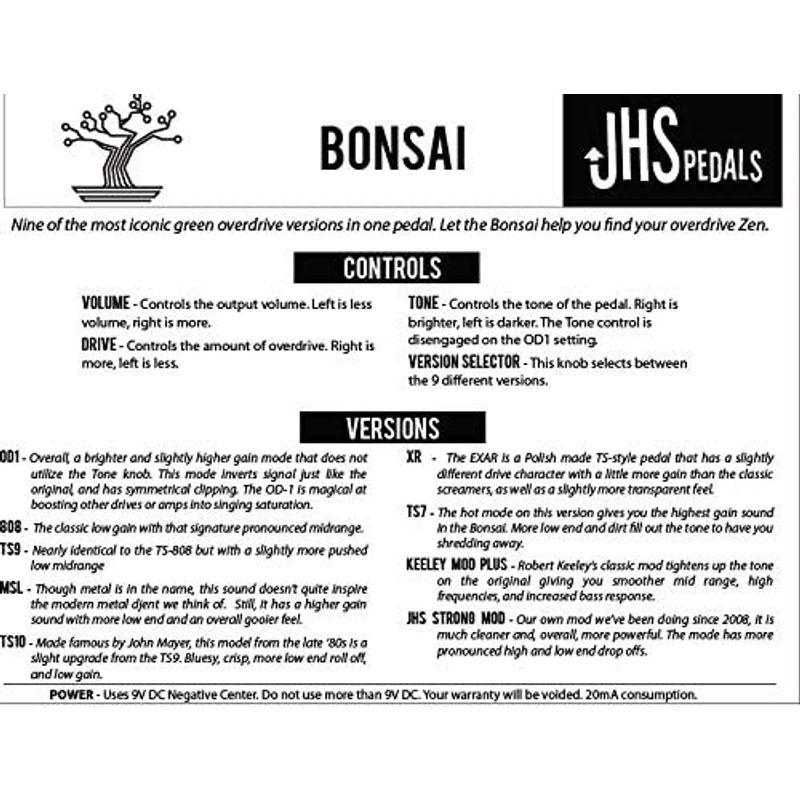 エフェクター JHS Pedals ジェイエイチエスペダルズ オーバードライブ The Bonsai 国内正規品｜tvilbidvirk3｜04