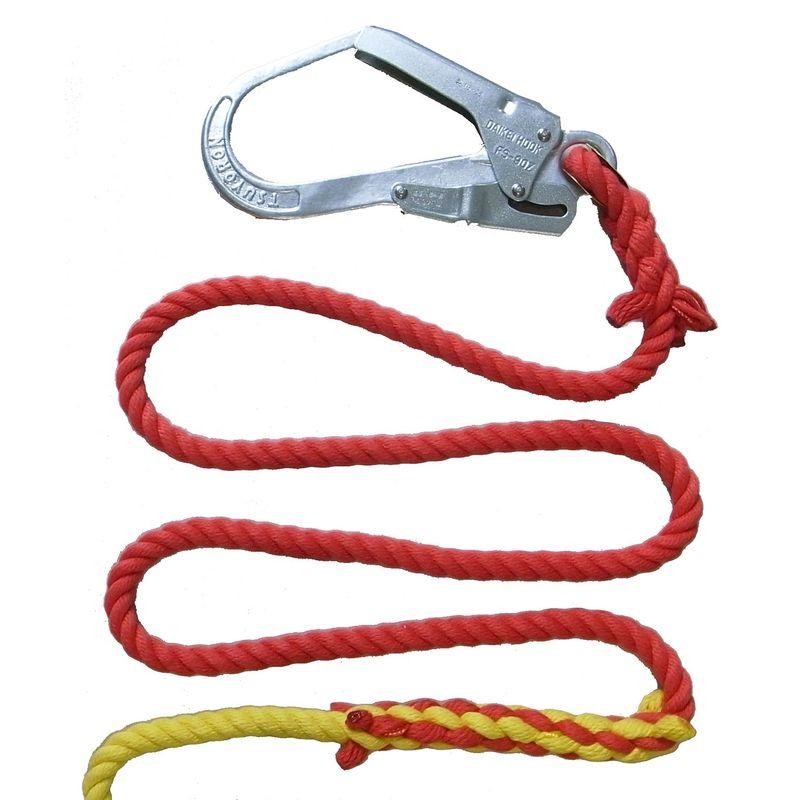 安全用品　まつうら工業　補助・誘導用　3色介錯ロープ　3CONNECTED-5　片側大口径フック付　12mm×5m　赤・黄・緑サツマつなぎ