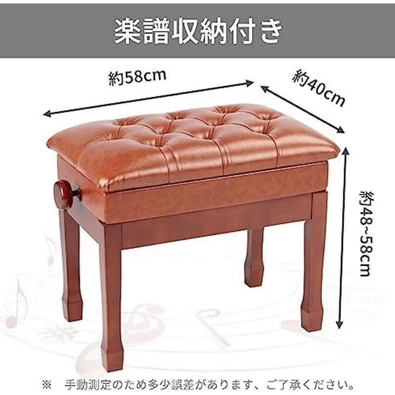 品多く ピアノ椅子 RAKU ピアノスツール ベンチタイプ 高低高さ微調整可能 幅55cm 奥行34cm 無段階ネジ式昇降 電子ピアノ椅子 ブラック