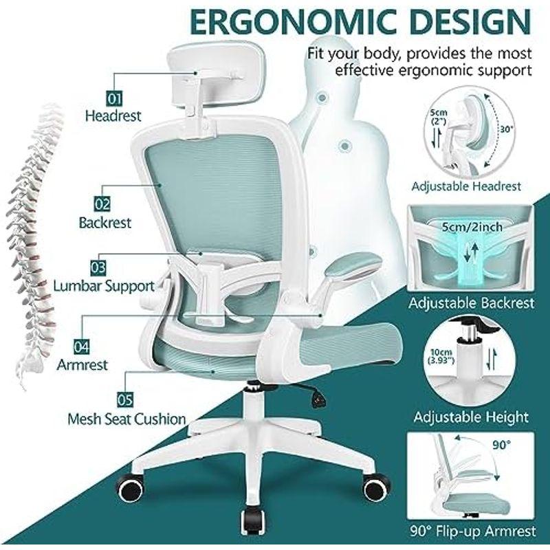 オフィスチェア FelixKing 疲れない 事務用 在宅勤務 デスクチェア メッシュ 人間工学 昇降機能付き 跳ね上げ式アームレスト 腰サ｜tvilbidvirk3｜15