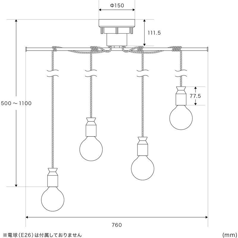 ペンダントライト 4灯 ルバート LEVERT 6畳 照明 照明器具 LED 電気 E26 ライト ゴールド BBP-150(GD)｜tvilbidvirk3｜08