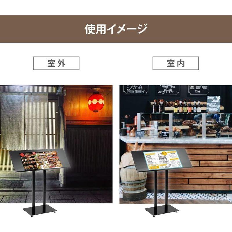 サクラ39ストア メニュースタンド看板 店舗看板 丈夫なスチル製 屋内外兼用 幅100cm 高さ107cm ブラック 片面 ポールスタンド看 - 7