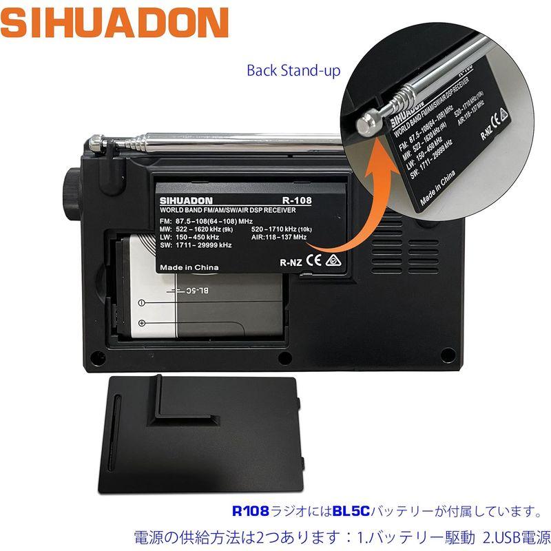 SIHUADON R108 小型短波ラジオ ポータブル 高感度受信 FM/AM/LW/SW/エアバンド BCLラジオ 航空無線 ATS スリ｜tvilbidvirk3｜06