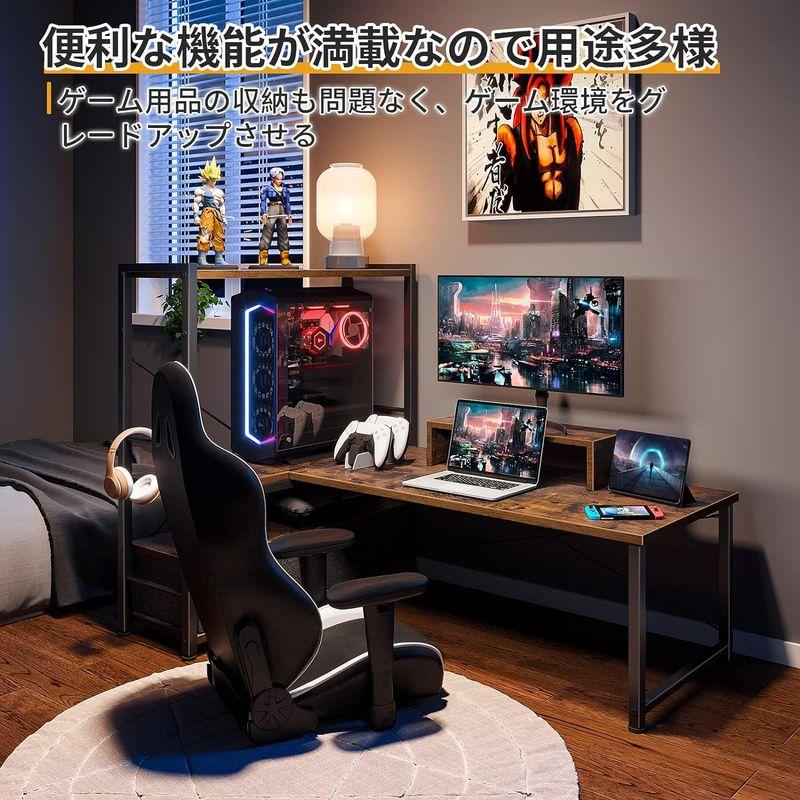 ODK ローデスク パソコンデスク ロータイプ 幅120cm 引き出し付き モニター台付き ゲーミングデスク pcデスク 4段収納ラック付き｜tvilbidvirk3｜06