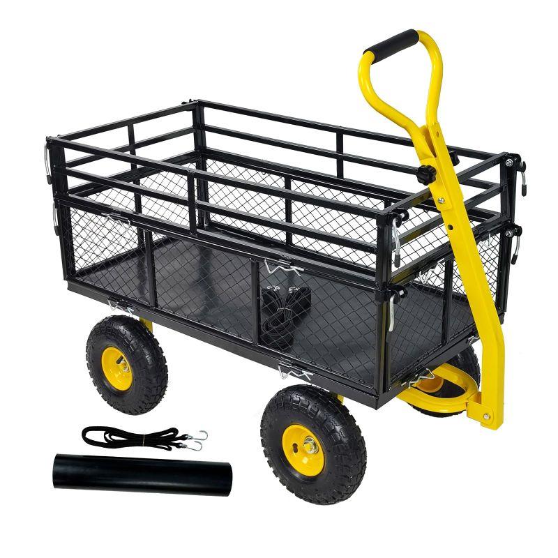 Lomive 多機能折り畳みガーデンカートカゴ台車 アウトドア用運搬車 手引き台車 多機能金属キャリアワゴン リヤカー キャリーカート農業一