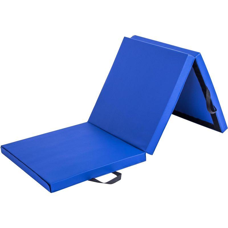 人気激安通販 FitElite(フィットエリート) 体操 ストレッチマット 折りたたみ (180x60x5.4cm ジョイントタイプ， ブルー)