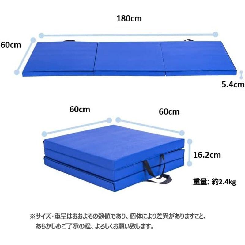 人気激安通販 FitElite(フィットエリート) 体操 ストレッチマット 折りたたみ (180x60x5.4cm ジョイントタイプ， ブルー)