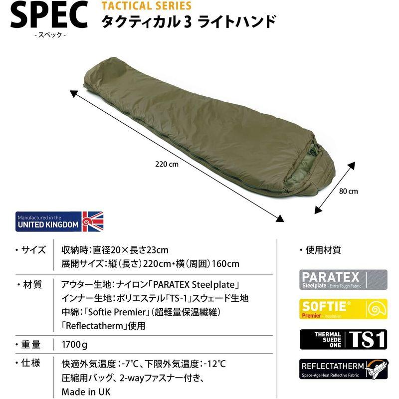 Snugpak(スナグパック) 寝袋 タクティカル3 ライトジップ オリーブ 快適使用温度-7度 (日本正規品) ワンサイズ