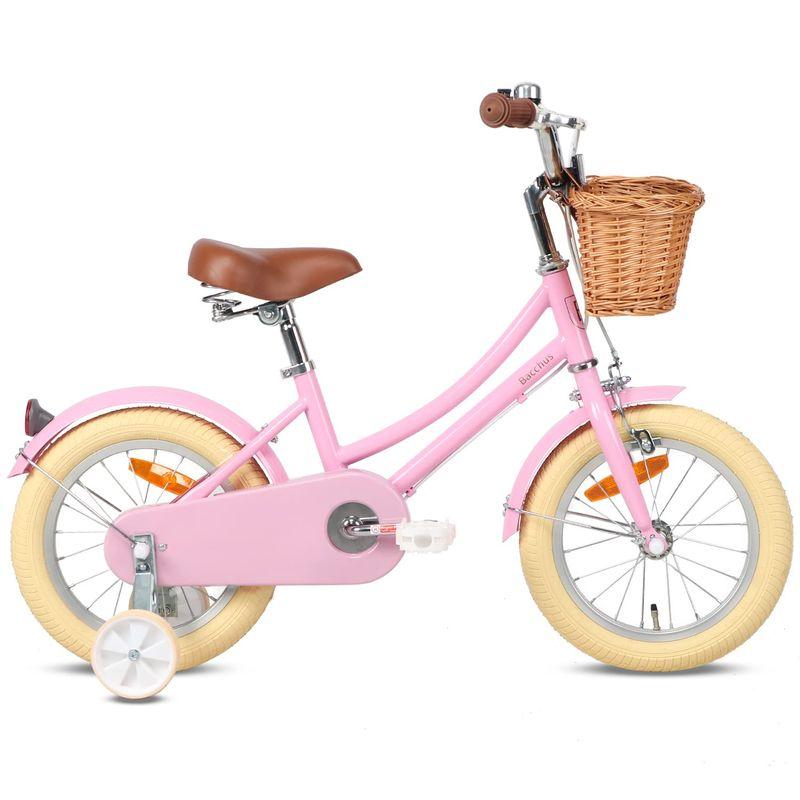 Bacchus(バッカス)14インチ子供用自転車 補助輪付き 可愛いこども用自転車 組み立て式 幼児自転車 カゴ付き 3〜5歳 ピンク