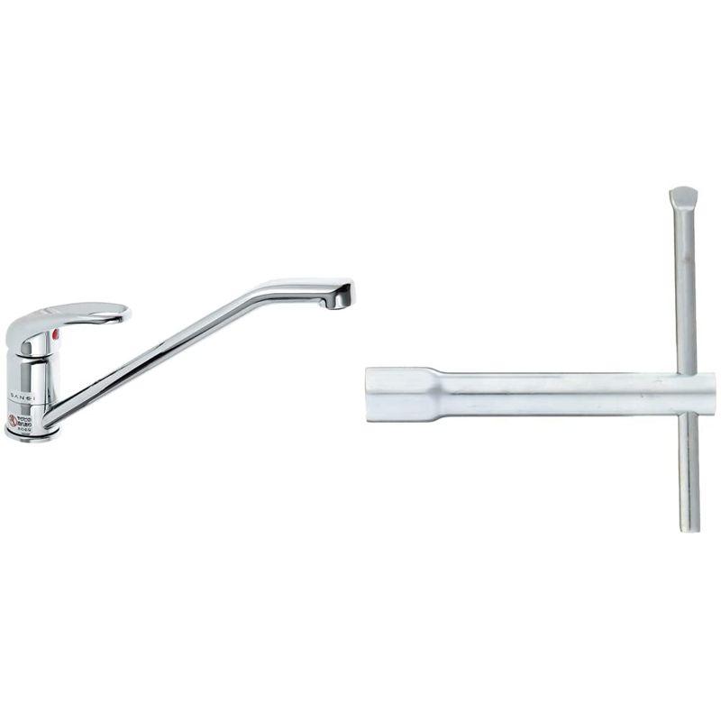 耐熱 二層 足あとぐらす (M) SANEI キッチン用 シングルワンホール混合