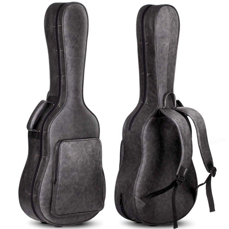 CAHAYA セミ ギターハードケース アコギ アコースティック PU材 防水 厚み20mm お手入れ簡単 ネックピロー付 3つのポケット