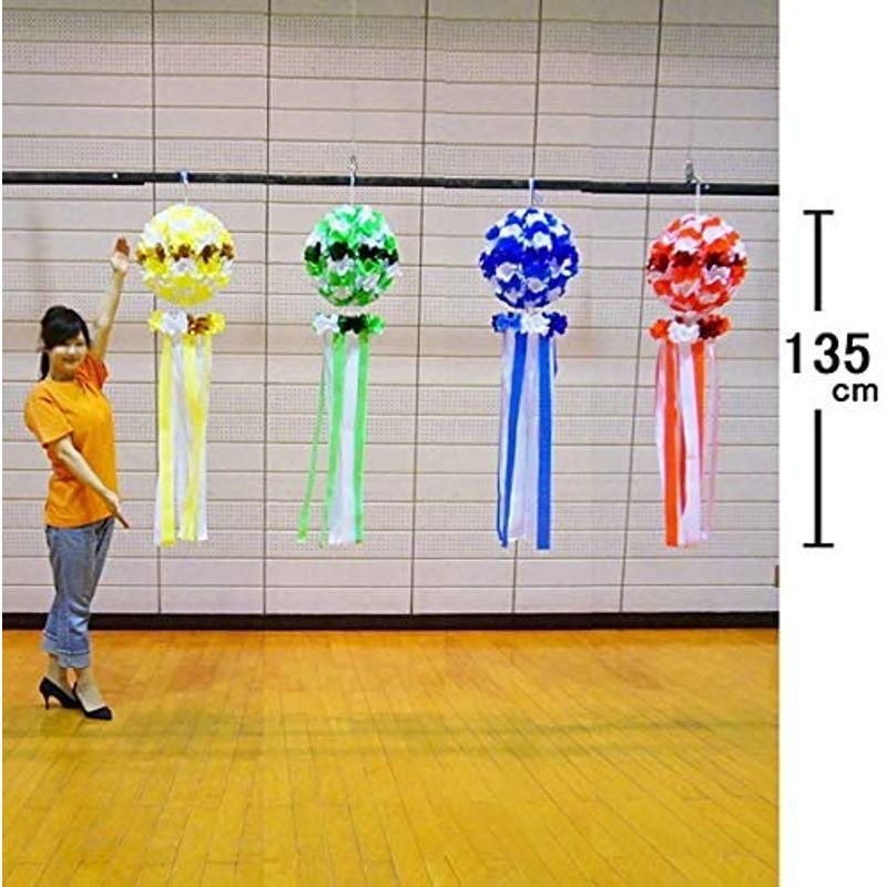 七夕 市松柄くす玉 吹流し 135cm 青 赤 緑 黄4本セット 七夕簡単飾り付け キラキラした飾り 笹に付ける飾り 笹きれいな飾り付 メルカリ