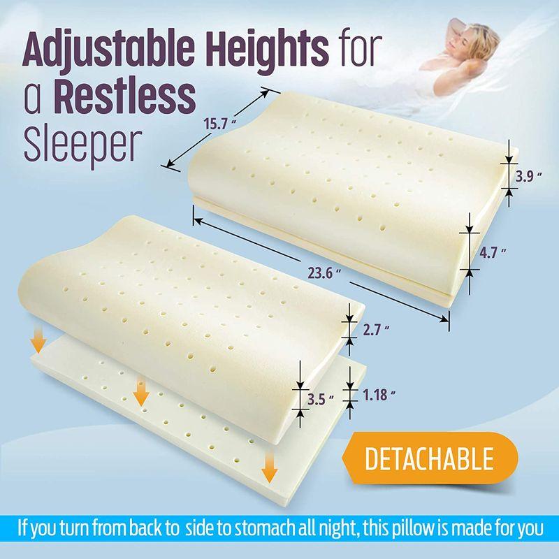 (Queen, white) Aeris Contour Pillow,Best Side Sleeper Pillow with Ve
