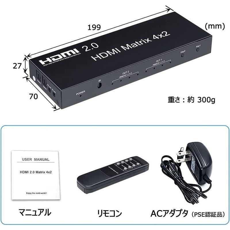 買取買取ELEVIEW 4K 60Hz HDR対応 HDMI マトリックス セレクター 4入力