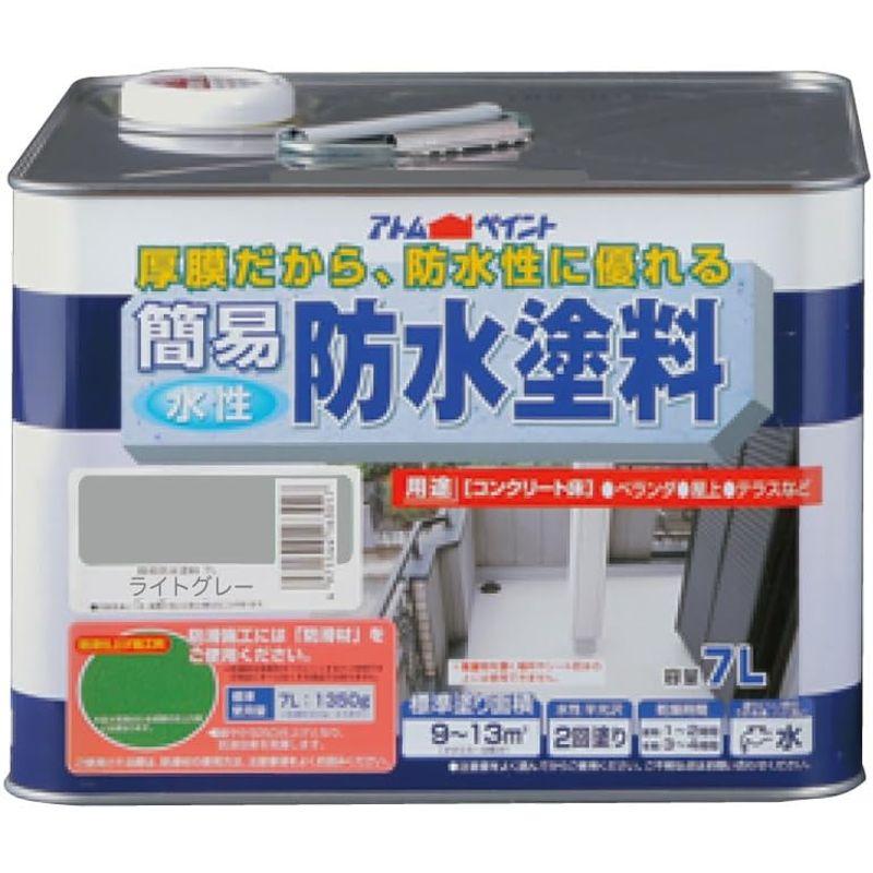 オンラインで最も安い 塗料缶・ペンキ ライトグレー 建築資材 アトムハウスペイント 水性簡易防水塗料 7L