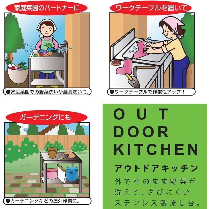 キッチン用品　サンカ　アウトドアキッチン　永く使える長期寿命設計　水が飛散しにくい深型シンク　幅100cm　オールステンレス製　錆びにくいガーデンシンク