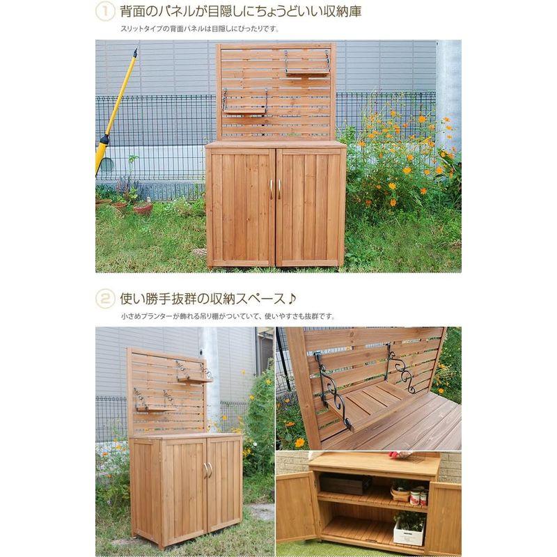 家具　家具350　パネル付収納庫　物置　収納庫　ベランダ　スリム　幅80cm　45006　80cm　収納　木製