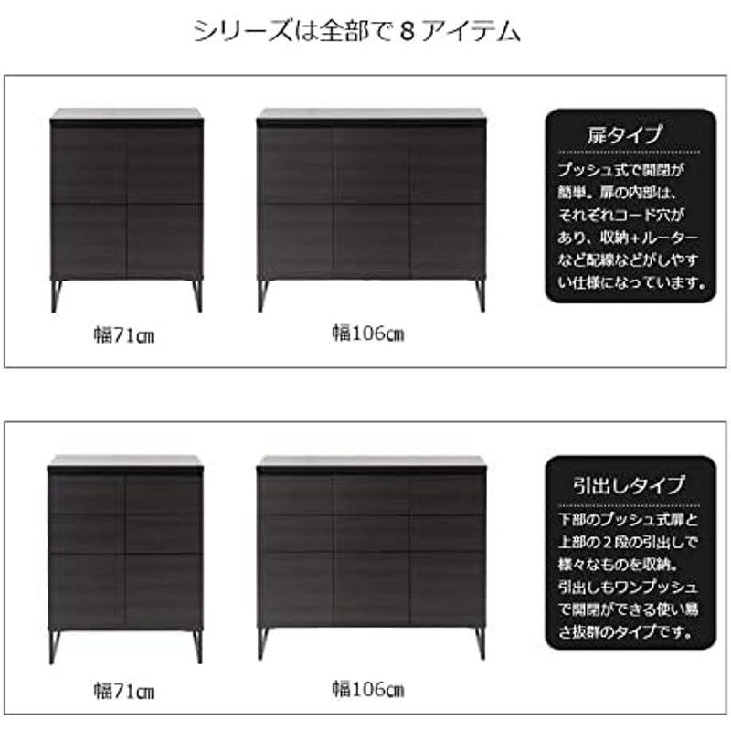 売り日本 キャビネット スタイリッシュブラック スクエアキャビネット 扉タイプ 家具・収納 幅71cm ST-0001