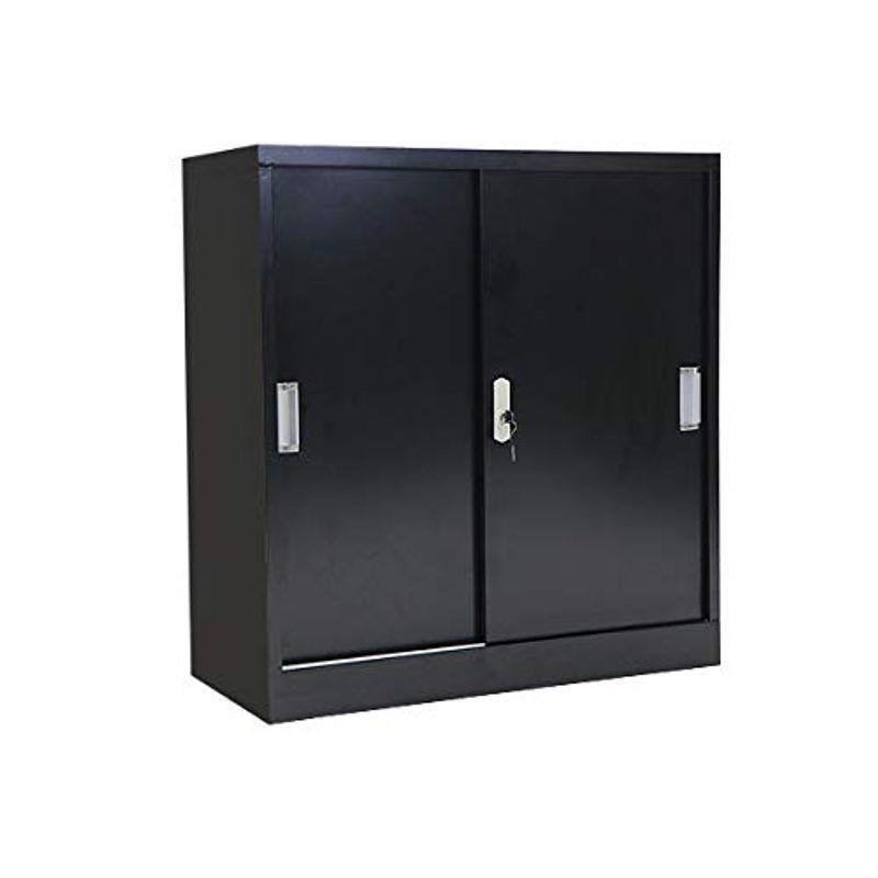 超目玉アイテム ロッカー おしゃれ スチール書庫 引き戸タイプ ブラック 鍵付き スペアキー付き 可動棚付き 書庫 スチール製 スチールキャビネット 保管庫 工房直送価格 Hafryat Com