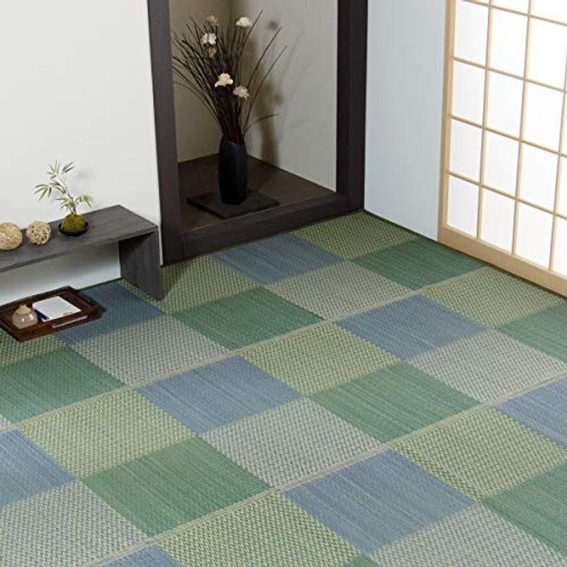 50 Off い草ラグ 花ござ カーペット ラグ 4 5畳 格子柄 市松柄 Dxピーア ブルー 団地間4 5畳 約255 255cm 裏 不織布 Www Numberz Co
