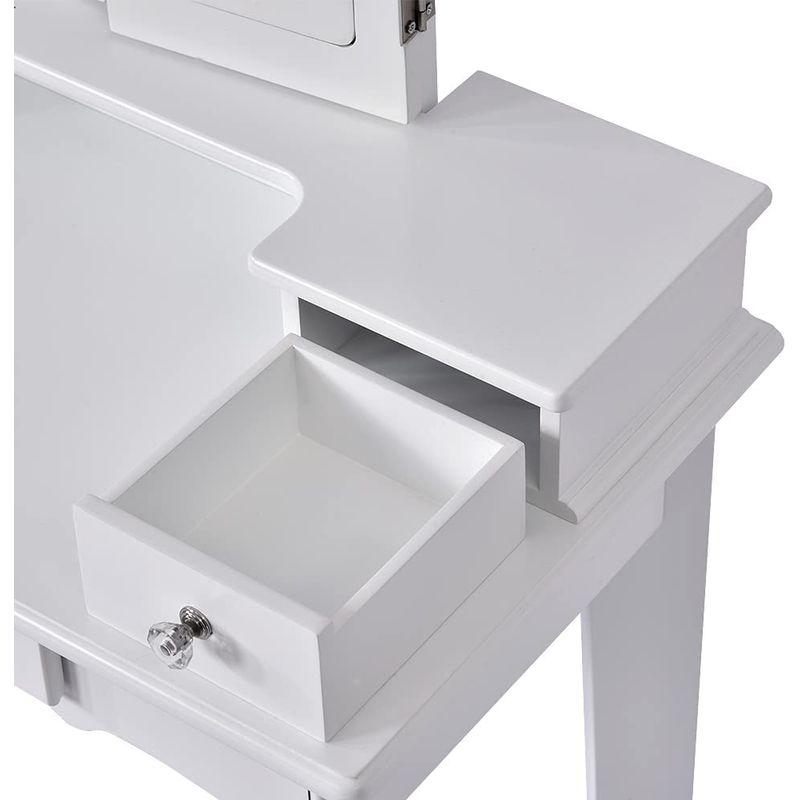 OSJ おままごとドレッサー 子供用ドレッサー 木製 三面鏡 スツール付き