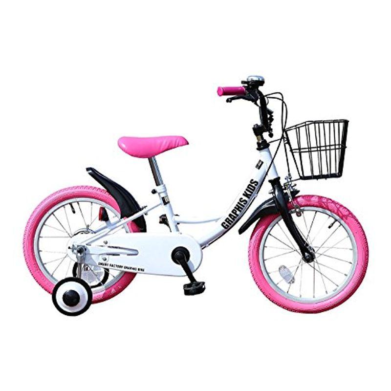 GRAPHIS(グラフィス) 補助輪付き子供用自転車 16インチ ホワイト/ピンク GR-16 ホワイトピンク 並行輸入品