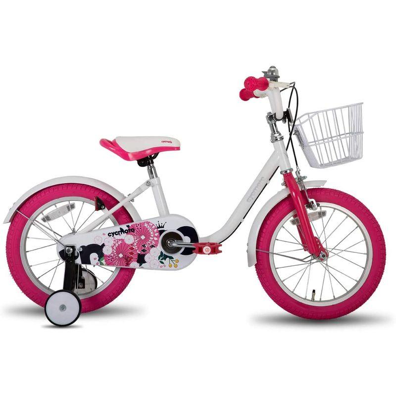 Cycmoto 子供用自転車 2 3 4 5 6歳 16インチ 幼児用自転車 花と傘 ランニングバイク 誕生日プレゼント 子供のギフト バラ