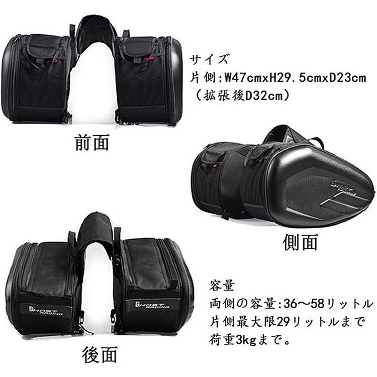 バイクサイドバッグ シートバッグ 防水 サドルバッグ 36/58リミット