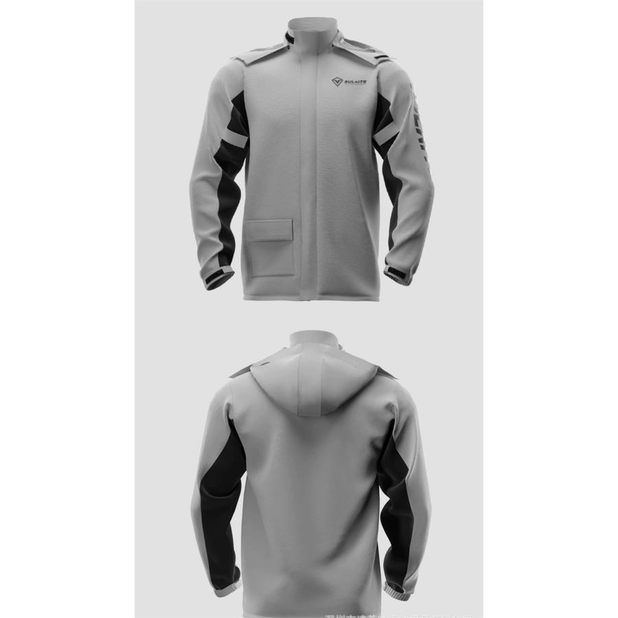 グレー 防水ジャケットとパンツセット バイクジャケット バイク用レインスーツ レインコート レインウェア