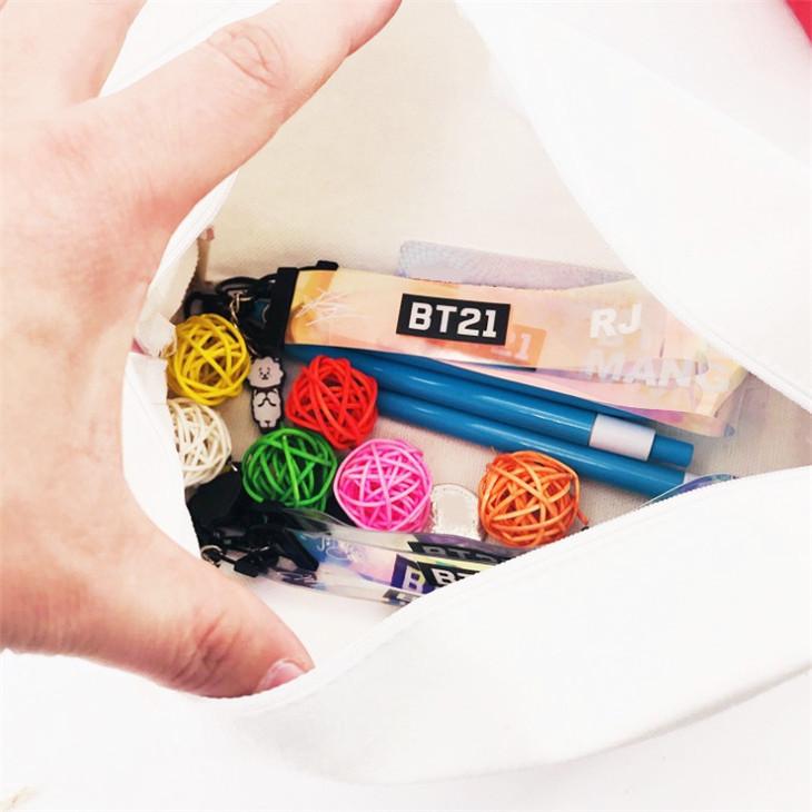 送料無料 BTSグッズ ペンケース ビーティー21 防弾少年団 BT21 化粧ポーチ シンプル 筆箱 小物入れ 見やすい かわいい 小学生 中学生 高校生 人気 韓国 |  | 10