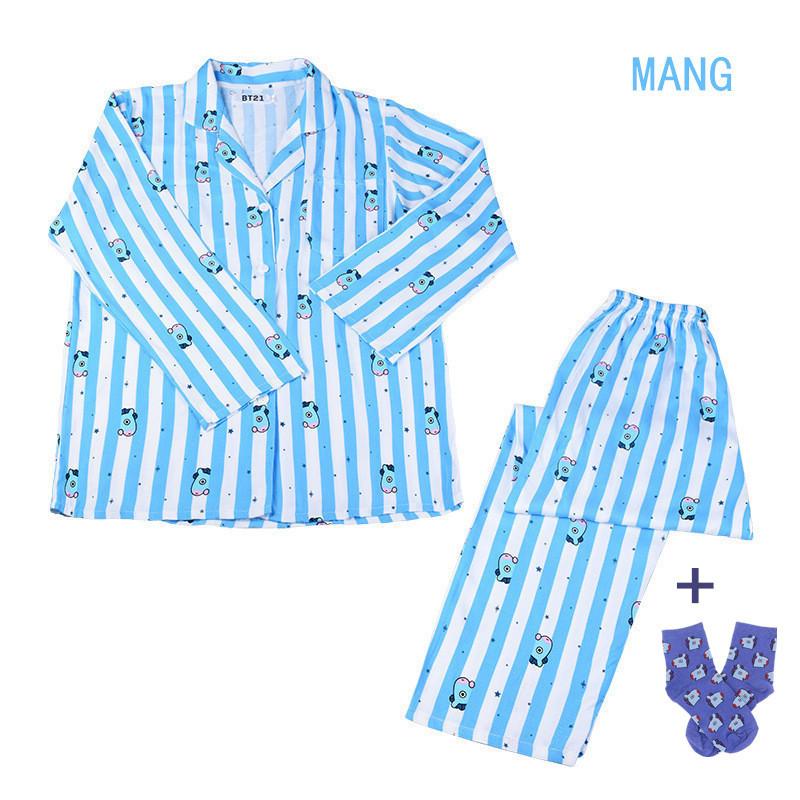 本日のみ　BTS　BT21 パジャマ ストライプ≫Mサイズ ネイビー≫Lサイズ BT21 パジャマセット ストライプ≫Mサイズ ネイビー≫Lサイズ