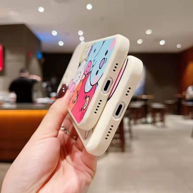 BT21 iPhone15ケース 海外限定 お写真右 BTSグッズ iPhone15/15Pro/15Promax/15plus/14/13/12 BT21 透明