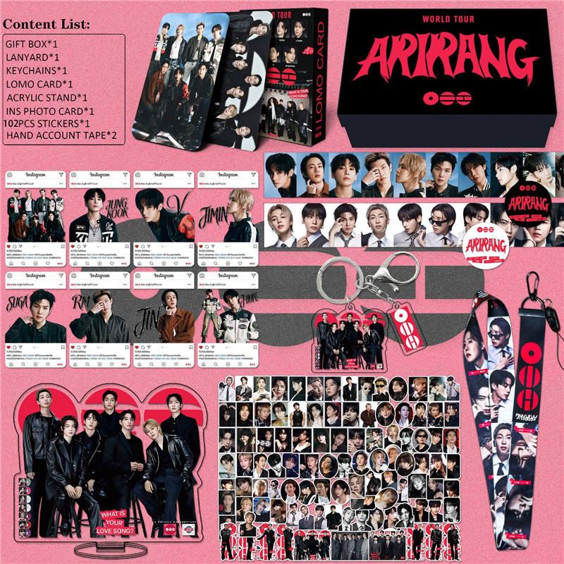 btsトレカセット BTSグッズ ARIRANG ギフトボックス フォトカード テープ セット