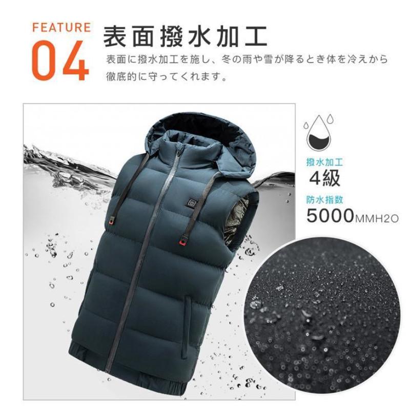 電熱ベスト 9か所発熱 USB給電 電熱ジャケット 3段階温度調整 速暖