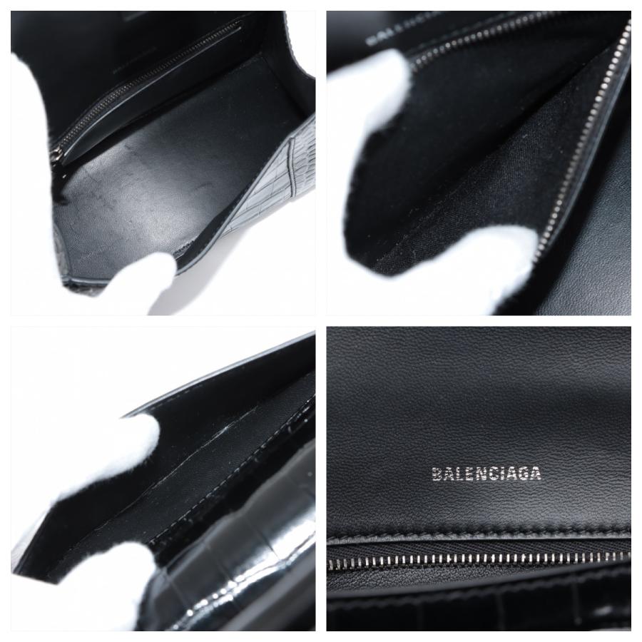 BALENCIAGA バレンシアガ アワーグラス クロコ型押し ブラック金具 黒