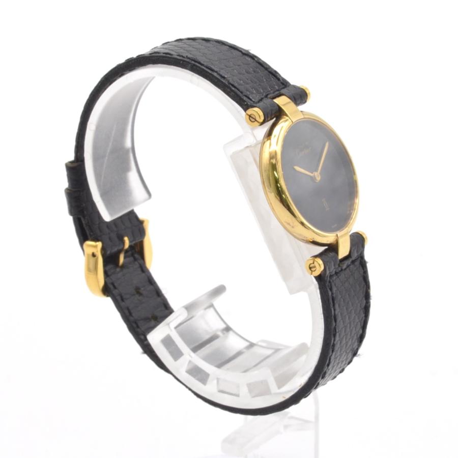 CARTIER カルティエ マストヴァンドーム GP/革 クォーツ ブラック文字
