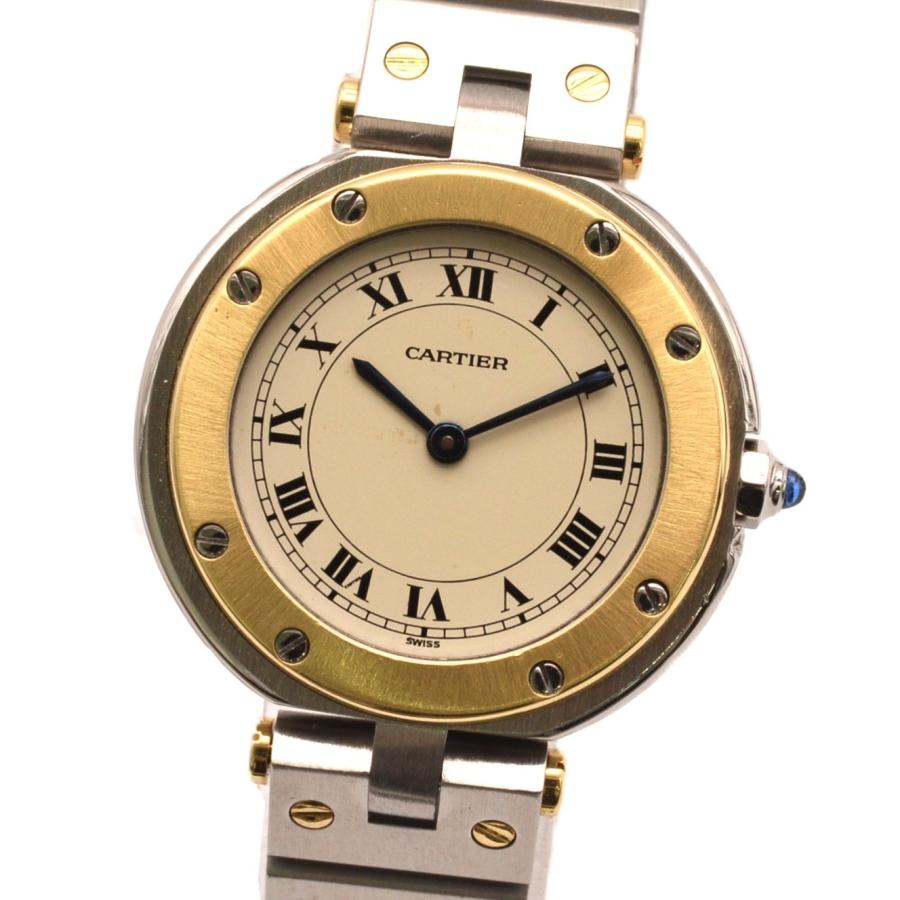 CARTIER カルティエ サントス ラウンド クロノリフレックス 腕時計 K18YG 革 ダイヤモンド レディース [中古] Cartier - CARTIER カルティエ サントス ラウンド クロノリフレックス