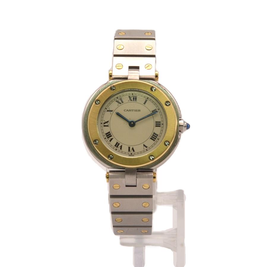 CARTIER カルティエ サントス ラウンド クォーツ レディース腕時計 SS