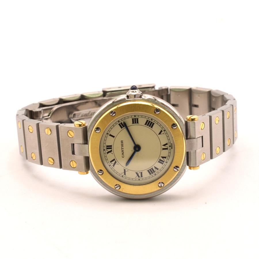 CARTIER カルティエ サントス ラウンド クォーツ レディース腕時計 SS