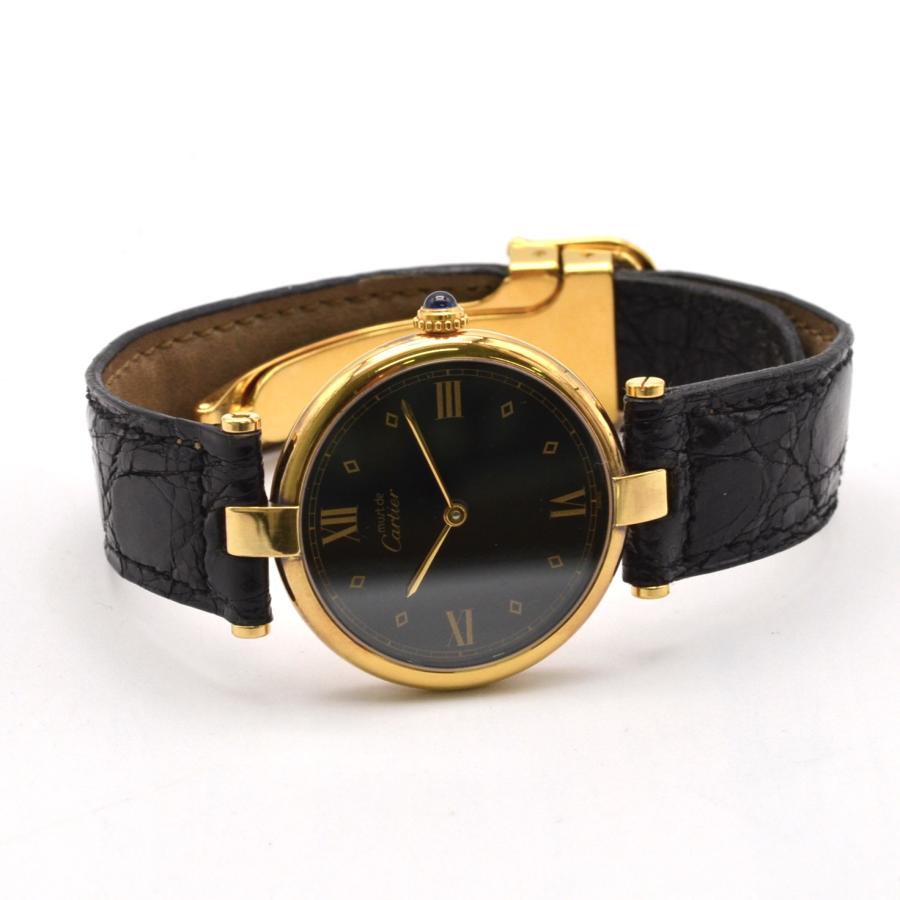 CARTIER カルティエ マスト ヴァンドーム GP/革 クォーツ ブラック文字