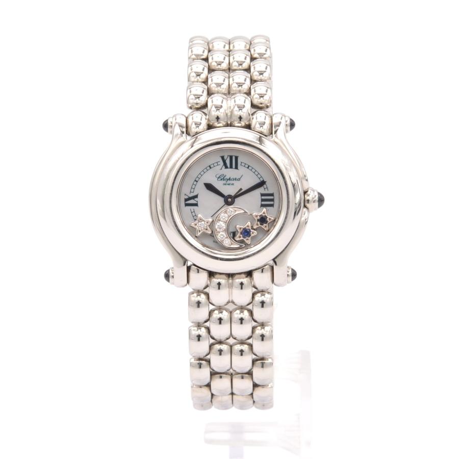 電池交換済 Chopard ショパール ハッピースポーツ 27/8250-23 純正ダイヤモンド ムービングダイヤ 白 ホワイト SS ステンレス レディース クォーツ【6ヶ月保証】【腕時計】【中古】 Chopard - 電池交換済 Chopard ショパール ハッピースポーツ 27/8250