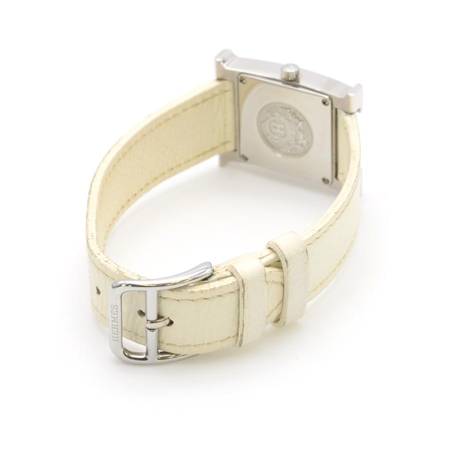 HERMES エルメス Hウォッチ HH1.210 ダイヤベゼル クォーツ QZ SS×革