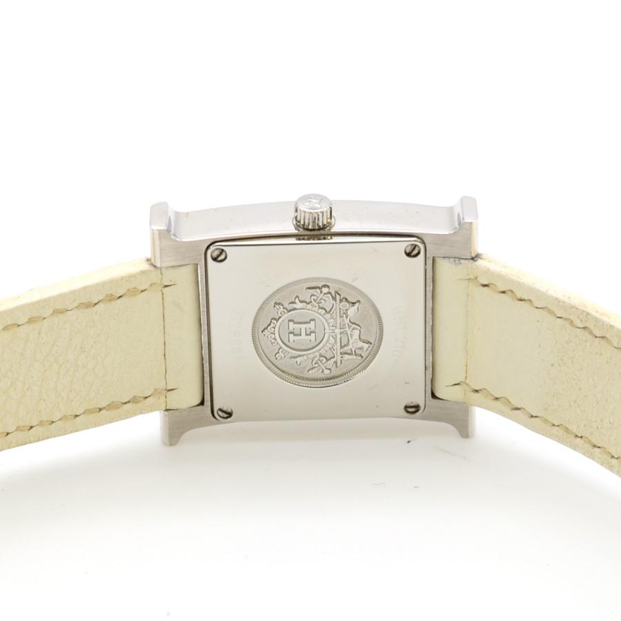 HERMES エルメス Hウォッチ HH1.210 ダイヤベゼル クォーツ QZ SS×革