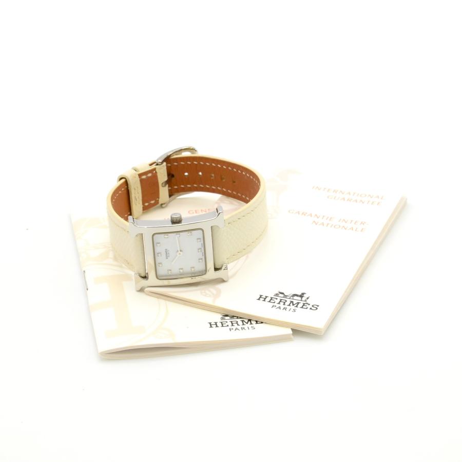HERMES エルメス Hウォッチ HH1.210 12Pダイヤ クォーツ QZ SS×革 