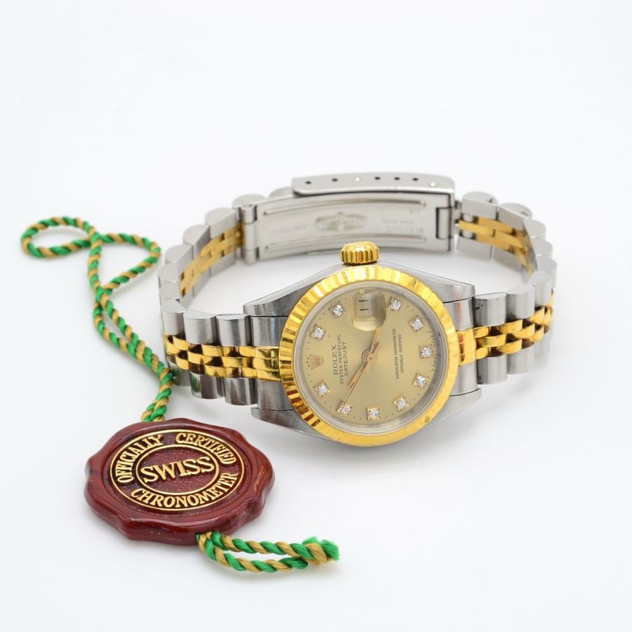 ロレックス ROLEX デイトジャスト 69173 N番 10Pダイヤ ゴールド文字盤 