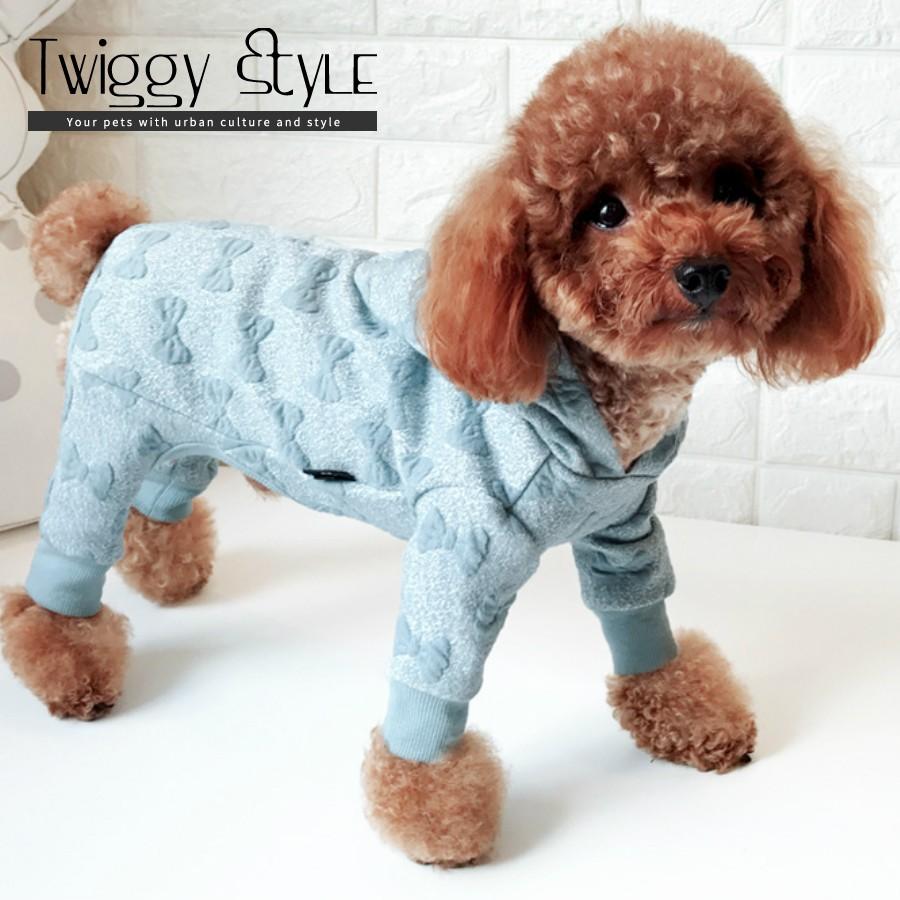 秋冬 メール便送料無料 サイズ交換対応 犬服 ドッグウェア 秋 冬 可愛い 犬用つなぎ オーバーオール リボン柄フード付きオーバーオール C Twiggy Style 通販 Yahoo ショッピング