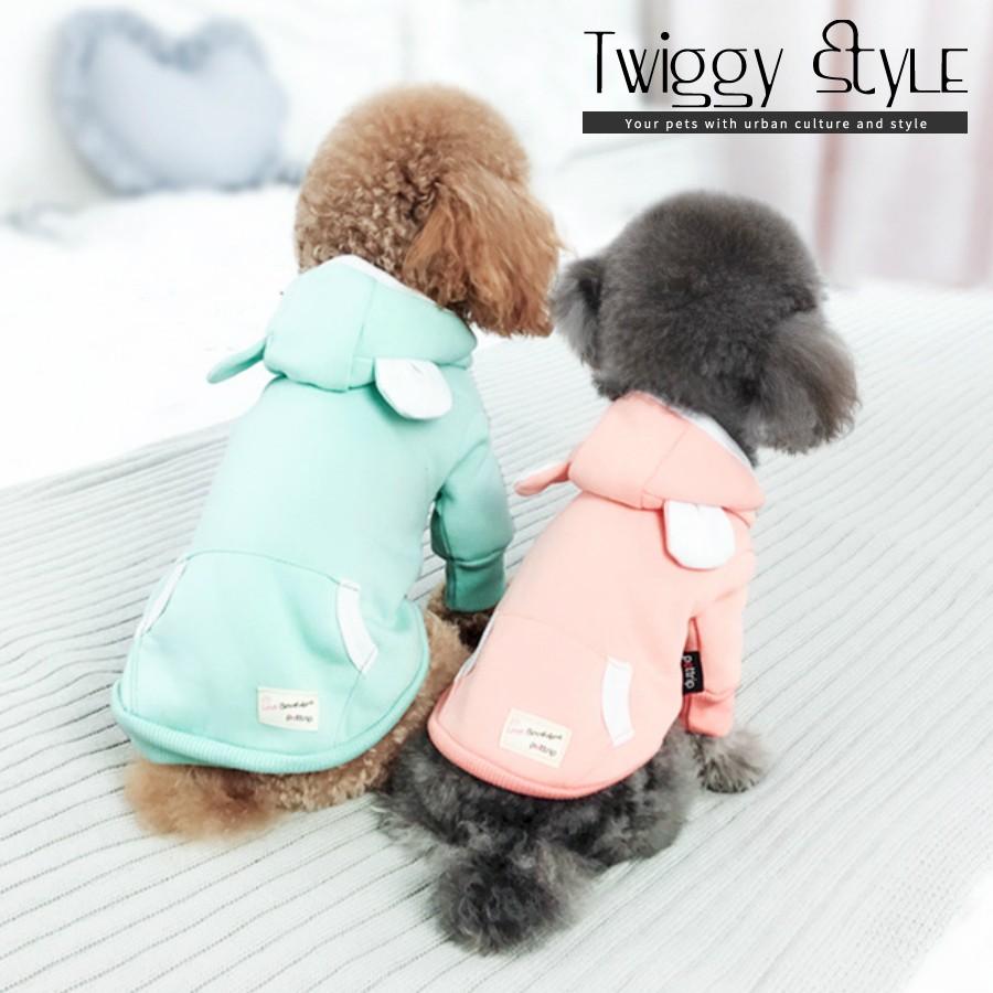 秋 冬 送料無料 サイズ交換対応 犬服 ドッグウェア 秋 冬 可愛い おしゃれ 犬用パーカー 裏起毛あったか耳付きパーカー C Twiggy Style 通販 Yahoo ショッピング