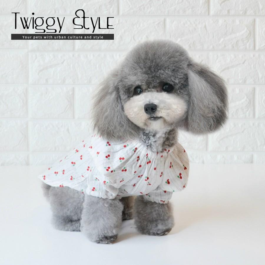 送料無料 春 夏 サイズ交換対応 犬服 ドッグウェア 春 夏 可愛い おしゃれ 犬用トレーナー ブラウス Tシャツ チェリー柄ビックカラーブラウス C Twiggy Style 通販 Yahoo ショッピング