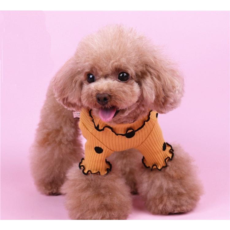 送料無料 New 春 サイズ交換対応 犬服 ドッグウェア 春 可愛い おしゃれ 犬用トレーナー セーター ドット柄スカラップリブタートル C Twiggy Style 通販 Yahoo ショッピング