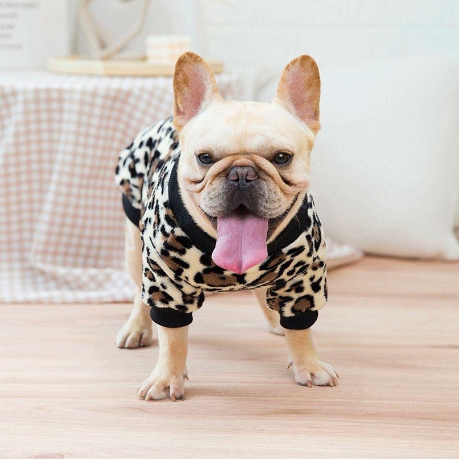 新しいブランド 犬服 ドッグウェア ニット トレーナー ブルドッグ フレンチブルドッグ フレブル 中型犬 秋 冬 秋服 冬服 可愛い おしゃれ ヒョウ柄 ブルドッグトレーナー Teaandtwigs De